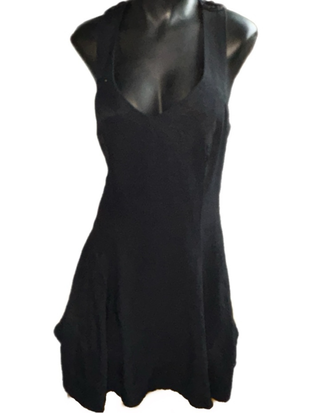 Vintage 90s Gunne Sax Jessica McClintock Black Rosette Open Back Mini Dress, Cut